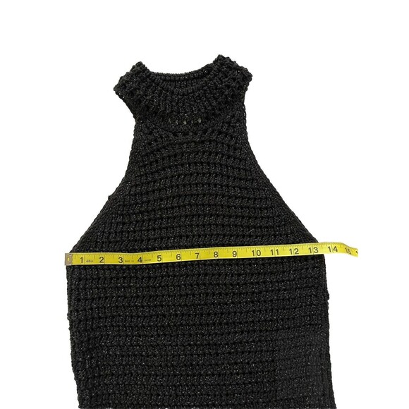 MNG Mango Black Metallic Lurex Halter Neck Mini Dress, Size 4 Bodycon Modern Fit - Picture 12 of 12